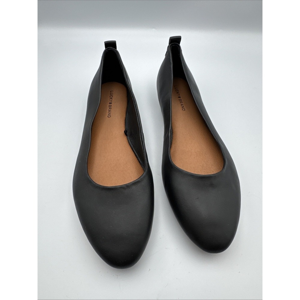 Lucky Brand Ballet Black Leather Slip On Flats Women's Size US 9M New W/O Box
